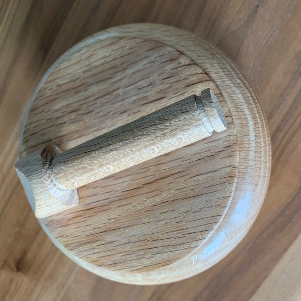 Cute Handmade Wooden Trinket Box & Lid with Handle styled like a curling rock!
